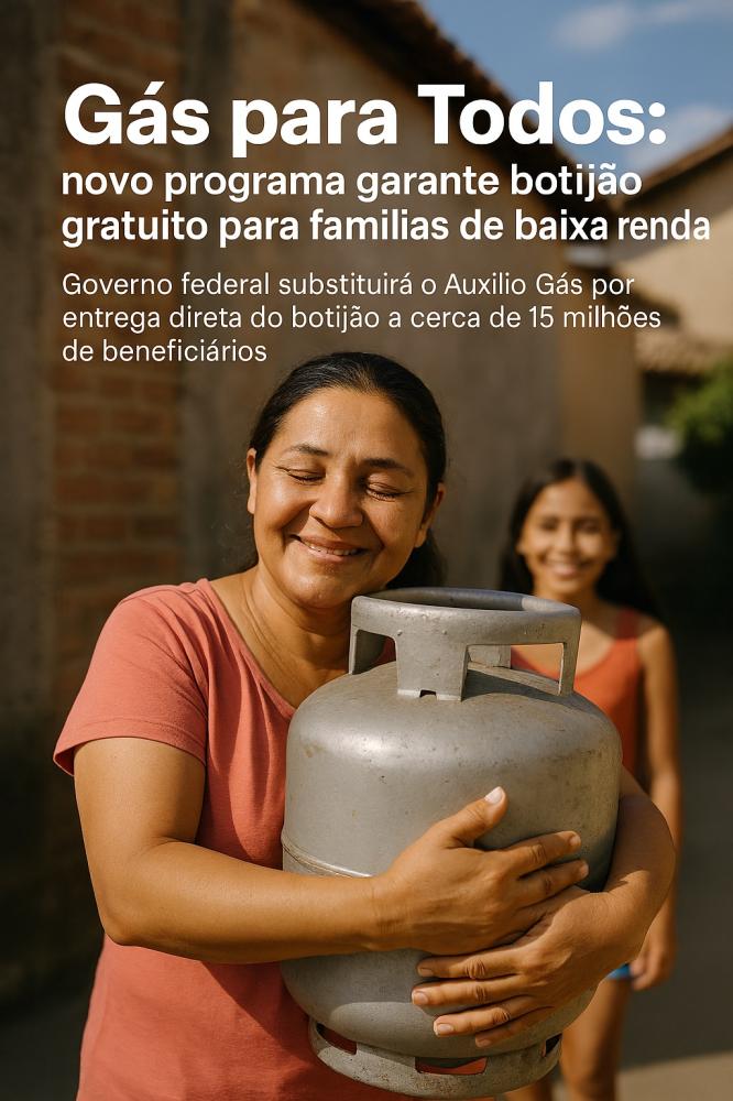 Novo programa garante botijão gratuito para famílias de baixa renda