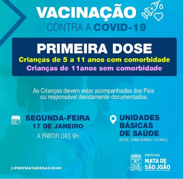 Crianças 5 a 11 anos começam a ser vacinadas