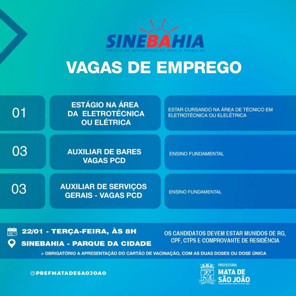 Prefeitura e Sinebahia oferecem oportunidades de estágio e trabalho