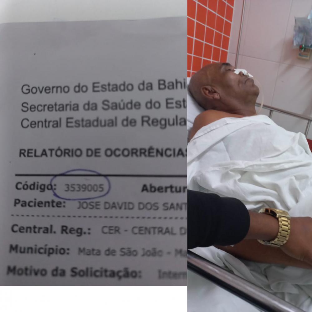 Família faz apelo para conseguir regulação de idoso internado no Hospital de Mata de São João