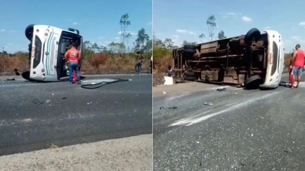 Uma pessoa morre e doze ficam feridas após ônibus capotar na Bahia