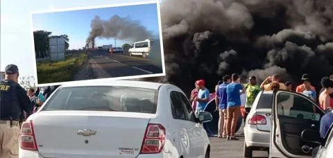 Moradores de Alagoinhas protestam contra falta de água na BR-110
