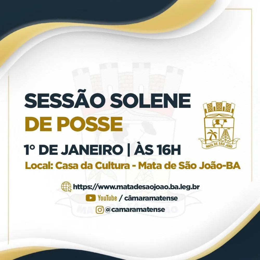 Câmara Matense realiza Sessão Solene de Posse do prefeito, vice e vereadores nesta quarta (1º)