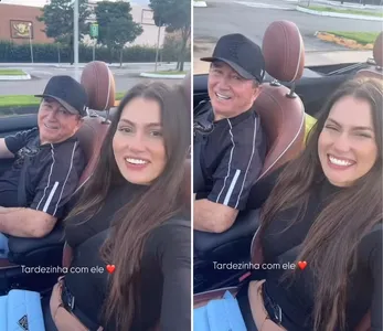 Namorada miss de Amado Batista mostra passeio em conversível